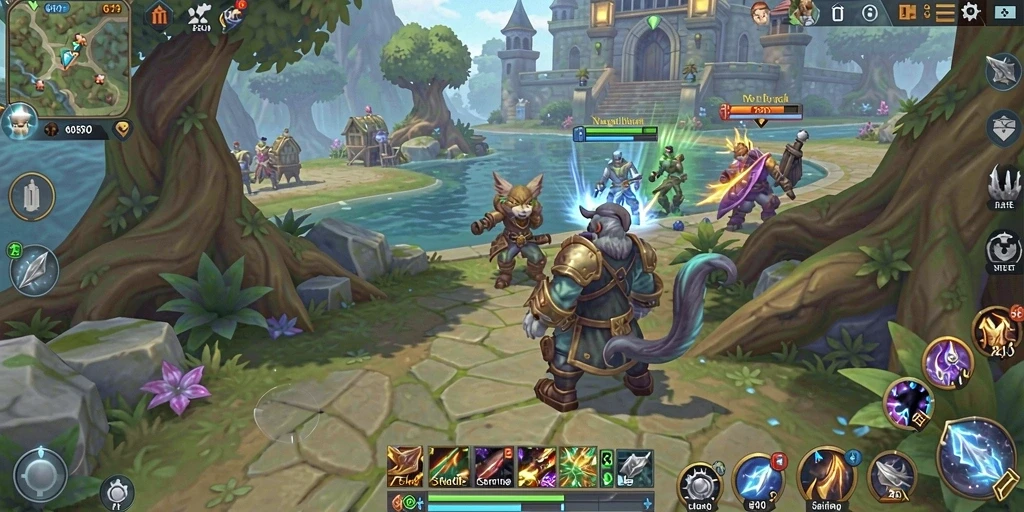 Tampilan gameplay memukau dalam MMORPG 6RT dengan pertempuran epik.