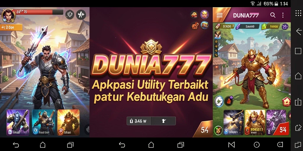 Tangkapan layar utama DUNIA777 menunjukkan antarmuka aplikasi Utility yang menarik.