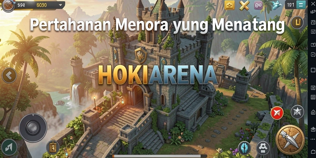 Tampilan gameplay HOKIARENA dengan strategi Tower Defense yang seru.