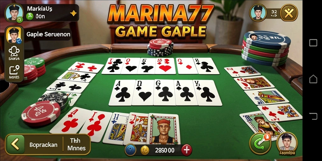 Screenshot gameplay MARINA77 menampilkan serunya permainan Gaple.
